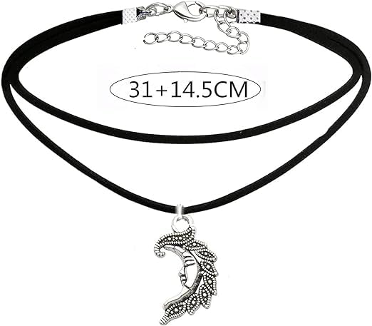 El Regalo 2PCs Crescent Sun Moon Choker Necklace- Double Layers Retro Gothic Choker Sun Moon Charm Choker for Teen Girls Women