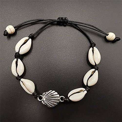 El Regalo Womens 2 Pcs Handmade Cowrie Shell Braided Bracelet Cum Anklet