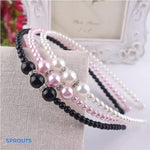 El Regalo 3 PCs Pearls Rehinestones Party Hairbands/Headbands for Girls- Pink, Black & White Pearl Beads Hairbands- Wedding Hair Accessories for Kids, Girls & Women