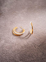El Regalo Luxury & Creative Stainless Steel Layered C Half Hoop Earrings- Bold & Beautiful, Modern Hoops for Women/Girls (Double-Hoops with CZ Crystals)