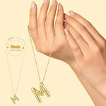 El Regalo Stainless Steel Bubble Letter- Balloon Initial Necklaces for Women Girls/Dainty Alphabet Pendant 14K Gold Plated Puffy Name Personalized Jewelry Gift (M Gold)