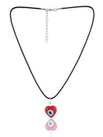 El Regalo Unisex Heart Evil Eye Pendant Necklace for Girls/Boys/Men & Women- Handmade Glass Lamp work Nazar Evil Eye Pendant Necklaces- Valentines Day Gift (Silver Tone Red Heart with Cord)