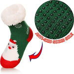 El Regalo 1 Pair Thermal Fluffy Socks for Kids- Girls/Boys - Soft Warm Fleece Lining Knitting Non-Slip Winter Slipper Socks - Christmas Santa, Heart & Giraffe (Green Christmas Socks, 3-6 Years)