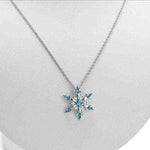 El Regalo Classy Snowflake Frozn Ocean Blue Necklace for Girls & Women | Frozn Snowflake Pendant Necklace