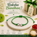 El Regalo 1PC Minimalist Infinity Rakhi for Brother- Simple Infinity Rakhi with Roli Chawal, Rakhi Message Card in Rakhi Gift box for Brother (Green)
