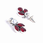 El Regalo 2 Pairs 925 Silver Plated Vintage Stones & Pearls Earrings Combo Set for Women & Girls- Silver Lookalike Statement Pearls Stones Earrings (Option-1)