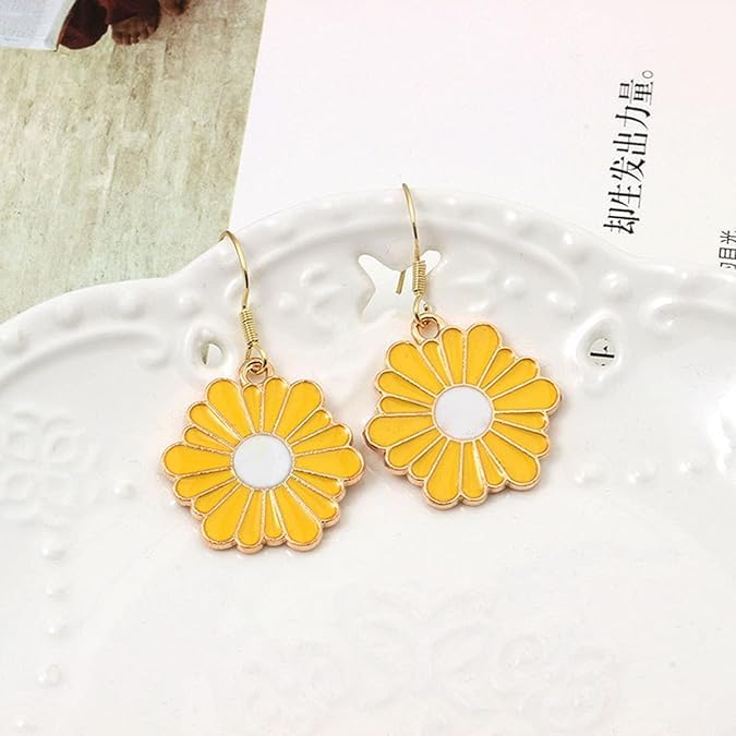 El Regalo 1 Pair Daisy Flower Earrings for Girls & Women- Cute Flower Earrings (Style-8)