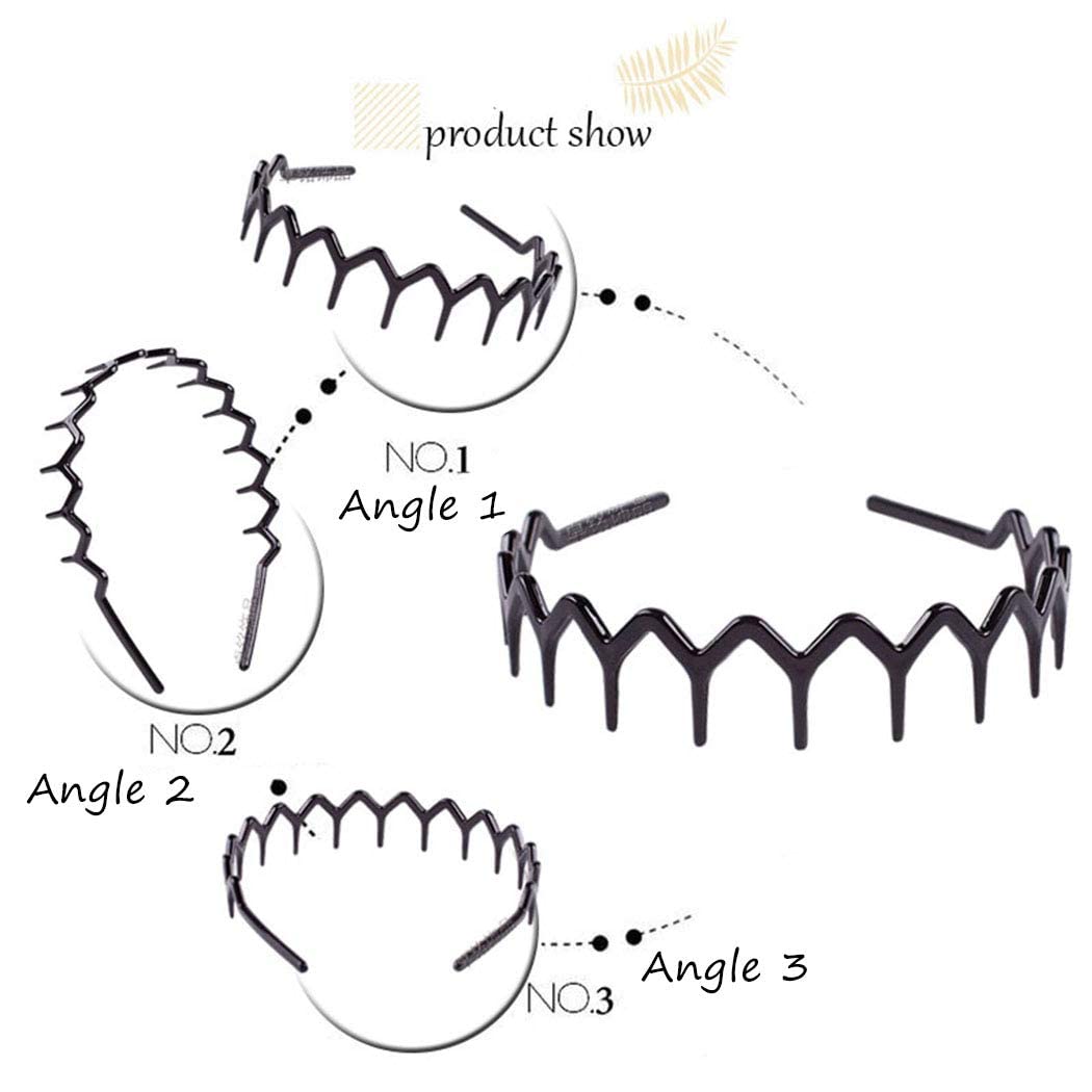 El Regalo 2 Pcs Unisex Plastic Sharks Tooth Hair Band Headband Toothed Hairband For Girls, Boys, Unisex,Black