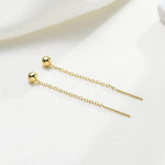 El Regalo Modern Sui Dhaga Threader Earrings for Women - Minimalist Long Pull Through Chain Earrings - Light Dangle Needle Threaders for Multiple Piercings, Sensitive Ears (Green Crystal)