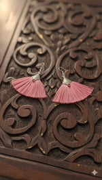 El Regalo Tribal Boho Tassel Earrings for Women & Girls | Oxidised Silver Finished Silk Thread Dangle & Drop Earrings | Handcrafted Bohemian Statement Jewellery for Ethnic, Western & Fusion Clothes (Pink)