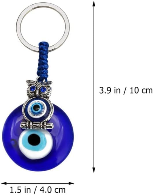 El Regalo 1 PC Cute Handmade Evil Eye KeyChain, Hanging Decor, Handcraft Keyring, Good Luck Keychain, Devil Blue Eyes Car Pendant Bag Charm (Owl Evil Eye)