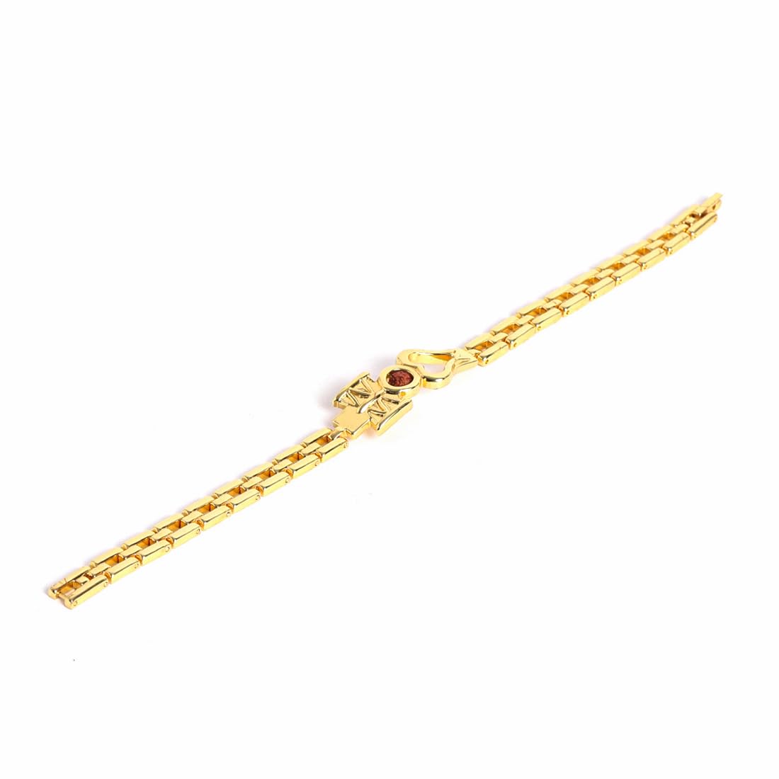 El Regalo Golden Trident Rudraksha Bracelet for Men- Brass Trident Charm Chain Bracelet- Shiva Trishool Bracelet for Boys & Men
