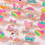 El Regalo 36 Pcs Adjustable Enamel Kids Rings - Unicorn, Rainbow, Strawberry, Flowers & More | No-Duplicate Dress-Up Jewelry Box for 4-12 Year Old Girls - Birthday, Christmas, Valentines (Style-2)