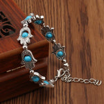 El Regalo Evil Eye Hamsa Hand Turquoise Green Beads Bracelet for Girls & Women- Antique Finish Hamsa Hand Sleek Bracelet (Turquoise Green Beads)