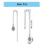 El Regalo 1 Pair Evil Eye Hamsa Hand Earrings - Small Dangle Hoop Earring Dainty Blue Small Simple Hypoallergenic Earrings for Girls & Women (Evil Eye Hamsa Hand Threader)