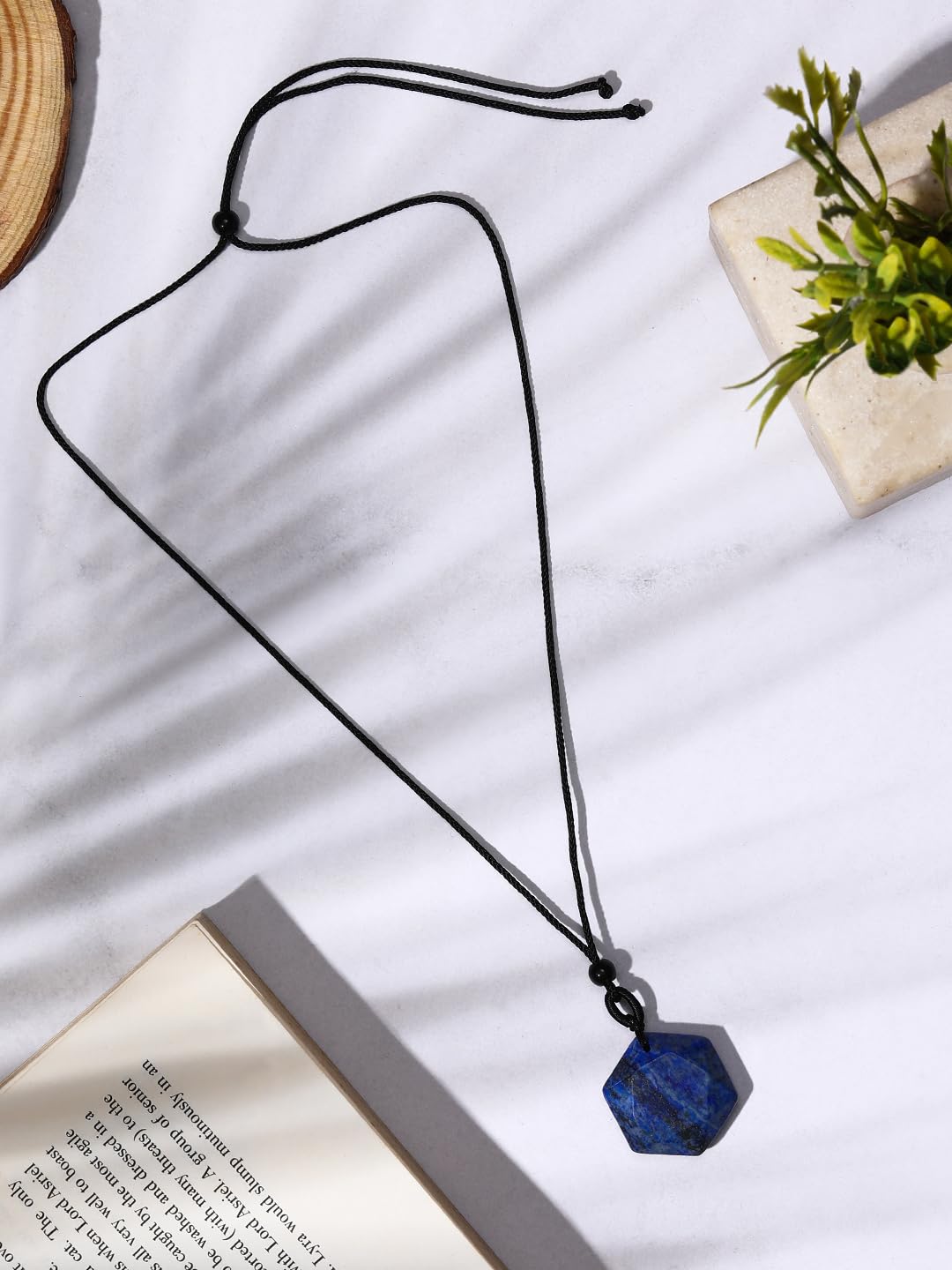 El Regalo Natural Healing Stones Hexagram Pendant Unisex Necklace for Men/Women (Blue Lapis Lazuli)
