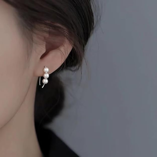 El Regalo Elegant Faux Pearl Earrings for Women - Elegant 18K Gold & Silver Plated Moti Jewelry Collection | Fancy Studs, Dainty Drops & Long Dangle Pearls Earrings for Girls (Style-9)