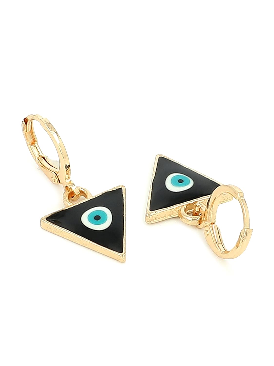 El Regalo 2 Pairs Evil Eye Enameled hypoallergenic Hoop Earrings - Gold Plated Dainty Evil Eye Fashion Earrings for Girls & Women (Option-4)