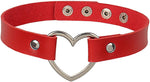 El Regalo Vintage PU Leather Love Heart Choker Necklace for Girls/Women- Western Gothic Punk Collar Choker Necklace (Red)