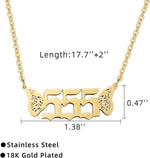 El Regalo Small Butterfly Wings Angel Number Necklace- Stainless Steel, Anti Tarnish, Angel Number Numerology Jewelry for Women & Girls (Angel Number 555)