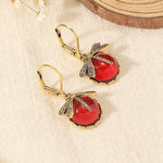 El Regalo Bohemian Vintage Dragonfly Crystal Earrings- Victorian Moonstones Dragonfly Vintage Carved Earrings for Women/Girls (Merlot Red)