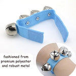 El Regalo 2PCs Jingle Bells Christmas Bracelets | Wrist & Ankle Bells for Party Favors, Musical Rhythm & Christmas Decor | Adjustable Percussion Instruments (Light Blue)