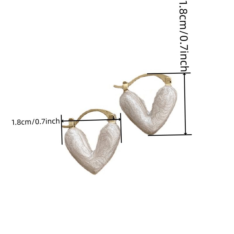 El Regalo 1Pair Love Heart Hoop Earrings- Small Oil Dripping Gold Plated Heart Earrings for Girls & Women Hoop (White)