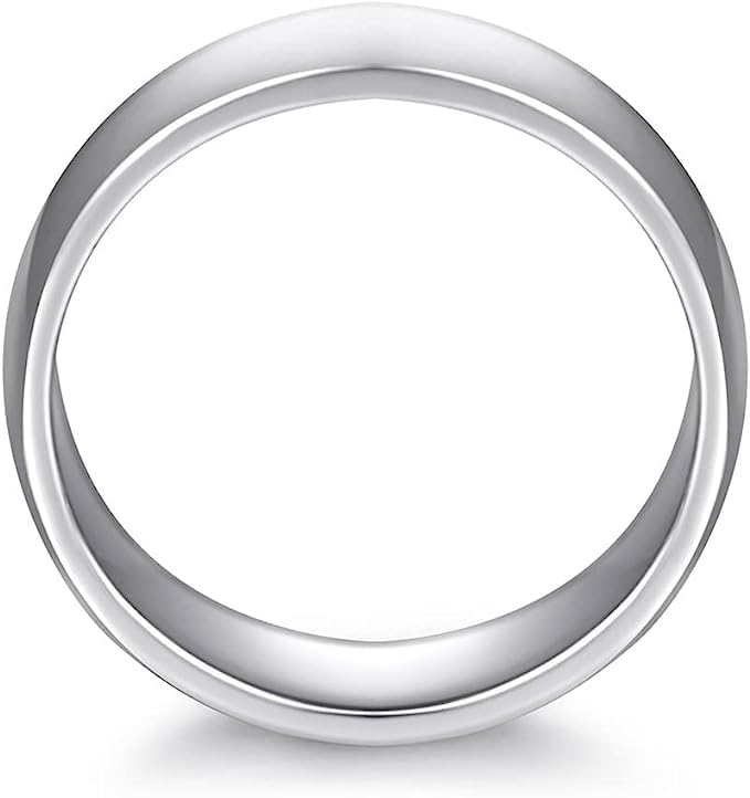 El Regalo Solid Stainless Steel 6mm Plain Classic Band Ring Comfort-Fit for Men Women- Anti Tarnish/Waterproof Plain Dome Stacking Simple Rings Bands Thumb Finger Ring (Silver, 20)