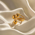 El Regalo Modern 18K Gold Plated Stainless Steel Trio Sphere Ring for Women & Girls | Elegant Big Bold Chunky Statement Ring | Triple Ball Spiral Cocktail Finger Ring | Western Fashion Jewellery