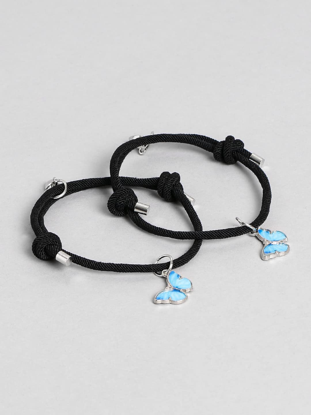 El Regalo 2Pcs Bf Magnetic Heart Butterfly Bracelets For Best Friends/Besties - Butterfly Relationship Matching Bracelet Set Attraction Rope Bracelets For Unisex Adult (Ligh Blue Butterfly Bracelet)