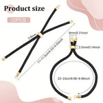 El Regalo 12-Pack Adjustable Nylon Twisted Cord Bracelets with Brass Findings for Jewelry Making - Slider Bracelet Bases, Round Black, Elastic Drawstring Design for DIY Crafts (Black)