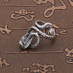 El Regalo Retro Long Spiral Snake Serpent Antique Opening Unisex Finger Rings/Steampunk Snake Ring For Men & Women (Silver) - Adjustable