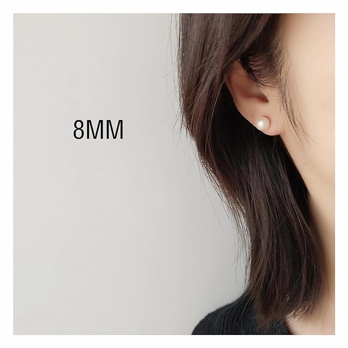 El Regalo 1 Pair Clip-On Magnetic No-Piercing White Pearl Stud Earrings - Fashionable Non-Piercing Magnetic Stud Earrings for Women