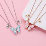 El Regalo 2 PCs BFF Best Friend Forever Butterfly Split Magnetic Matching Pendant Necklaces Set- Friendship Day Gift for Girls/Kids/Teens (Pink Butterflies Golden)