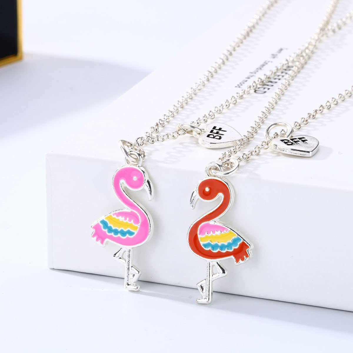 El Regalo 2 PCs BFF Best Friend Forever Split Magnetic Matching Pendant Necklaces Set- Heart, Flower, Swan etc Pendant Friendship Necklaces (BF Swan Pendants) For girls