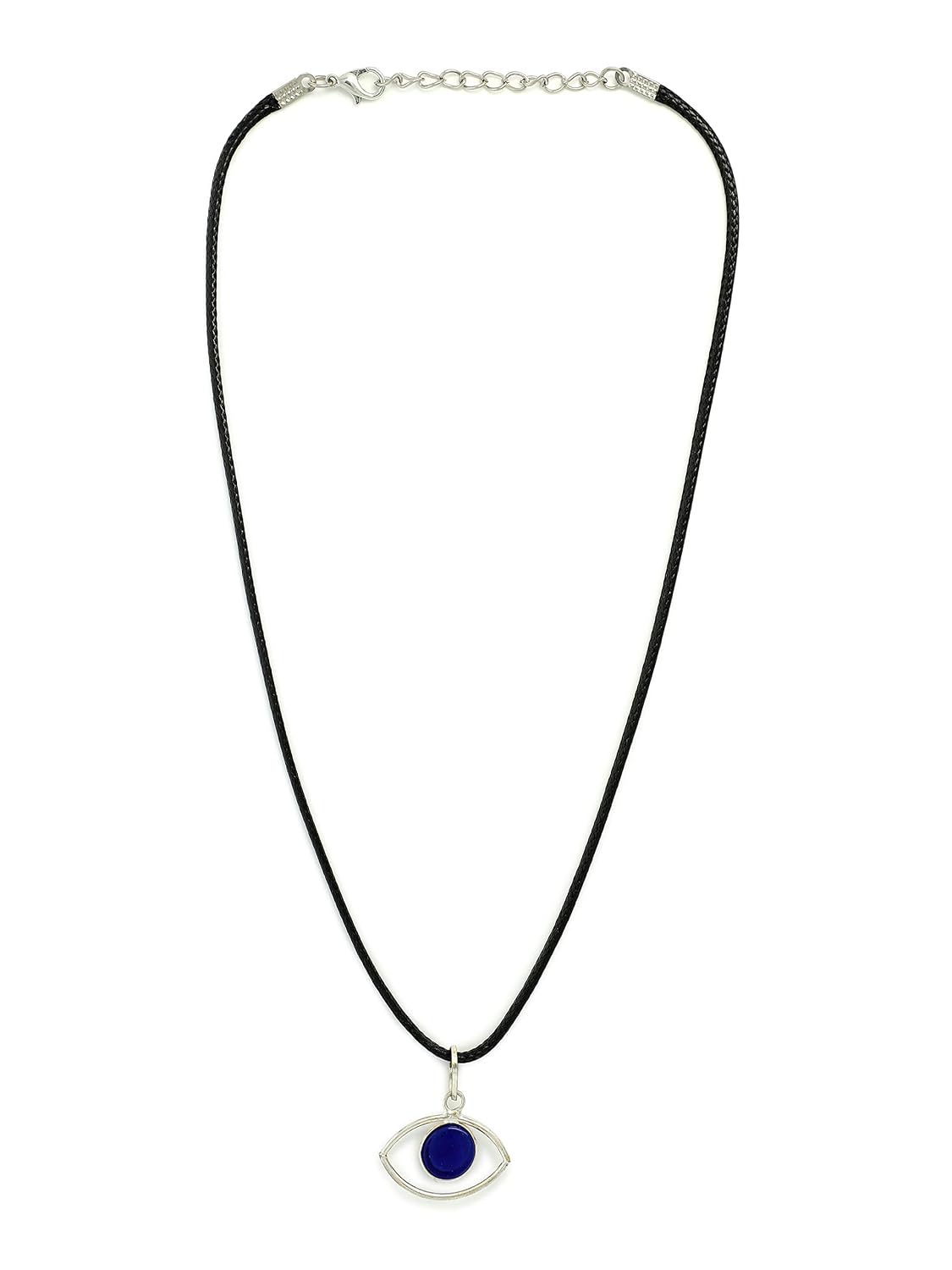 El Regalo 2 PCs Blue Evil Eye Unisex Pendant Cord Necklace for Kids/Girls/Boys/Men & Women - Turkish Blue Silver & Golden Handmade Evil Eye Necklaces (Option-3)