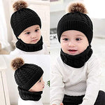 El Regalo Knitted Winter Hat and Scarf Combo Set for Kids. Warm Cap Beanie Pom Pom (Grey)