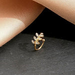 El Regalo 1 Pair Leaves Rhinestone Ear Cuff Non-Pierced Earring- Elegant Clip On Cartilage Earrings for Girls & Women