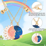 El Regalo Set of 2-Luminous Magnet Necklace-Sun Moon Star Magnetic pattern -Friendship theme for 2-Glow In The Dark-Partners-BFF Gift For girls
