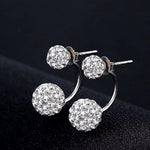 El Regalo CZ Double Disco Balls Front Back 2-in-1 Stud Earrings for Girls & Women - Shambhala Rhinestone Ball Jacket Earrings - Sparkling Cubic Zirconia Studs with Elegant Dual-Wear Design