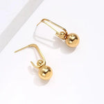 El Regalo Womens Minimalist & Trendy Golden Round Bead Earrings- Simple, Versatile Stainless Steel Stud Earrings