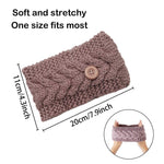 El Regalo 2 PCs Knitted Winter Woolen Warm Headband with Buttons for Face Mask Cover | Cold Weather Hair Accessories Head Wrap | Winter Headbands for Women & Men (Pack of 2) (Red & Khakhi)