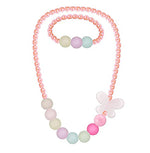 El Regalo 3 PCs Girl Princess Necklaces & Bracelets Jewelry Set with Colorful Flowers & Acrylic Beads - Kids Stretchy Chunky Costume Jewelry Gifts Party Favors Dress up Jewelry for Little Girl Toddler