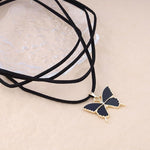 El Regalo Gothic Vintage Layered Black Velvet Butterfly Choker Necklace - Adjustable Boho Butterfly Pendant Necklace for Women & Girls
