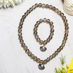 El Regalo 2 PCs Shiny Crackled Beads Kids Girls Necklace & Bracelet Jewelry Sets - Cute Kids Charms Jewelry with Sparkly Beads for Kids/Toddlers Girls (Grey Shell Jewelry)