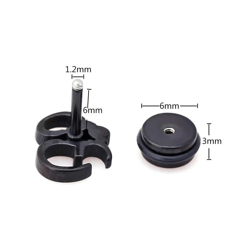El Regalo 1 Pair Stainless Steel OM Stud Earrings for Boys/Men- Anti Tarnish, Waterproof OM Religious/Meditation Jewelry (Black)