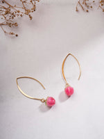 El Regalo Cute & Elegant Flower Bud Drop Long Hook Earrings- Super Elegant & Classy Gradient Color Flower Bud Earrings for Girls & Women, Contemporary Design (Glossy Pink)
