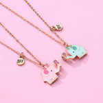 El Regalo Girls 2 Pcs Bff Best Friend Forever Split Magnetic Matching Unisex Pendant - Friendship Necklaces Set For Besties/Best Friends/Soul Sisters (Bff Elephant Necklaces Set- Gold)