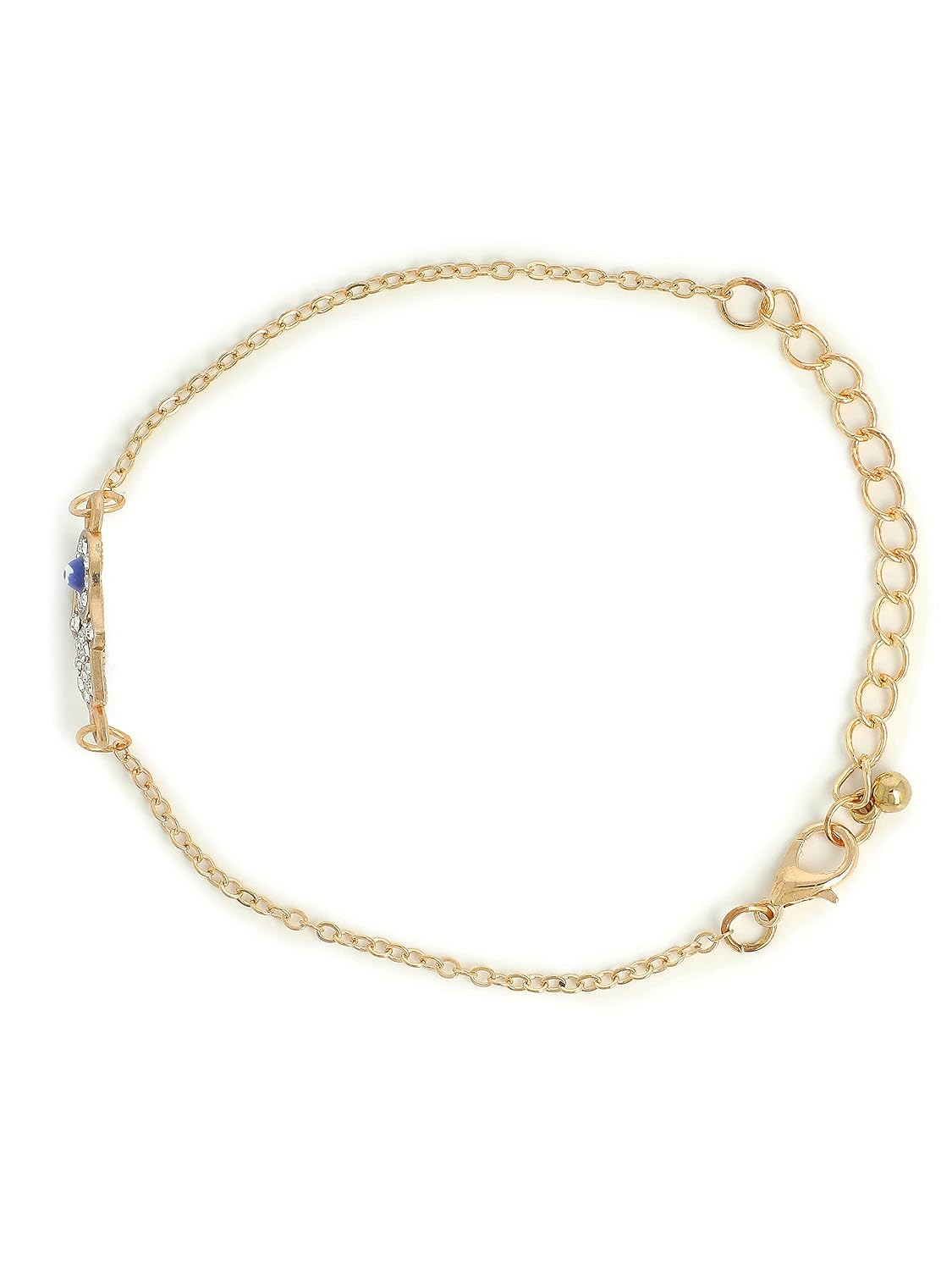 El Regalo 1PC Hamsa Hand CZ Evil Eye Chain Rakhi for Brothers | Lucky Evil Eye Rakhis with Roli Chanwal, Rakhi Message card in Rakhi Gift Box for Bhai/Bhabhi/Niece or Nephew (Golden Hamsa Hand)