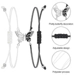 El Regalo 2PCs Butterfly Friendship Bracelets Set for Girls - Adjustable Handmade BFF Strand Bracelets for Best Friends - Symbolic Matching Jewelry for Birthday, Christmas, Graduation, Anniversary (Black & White)